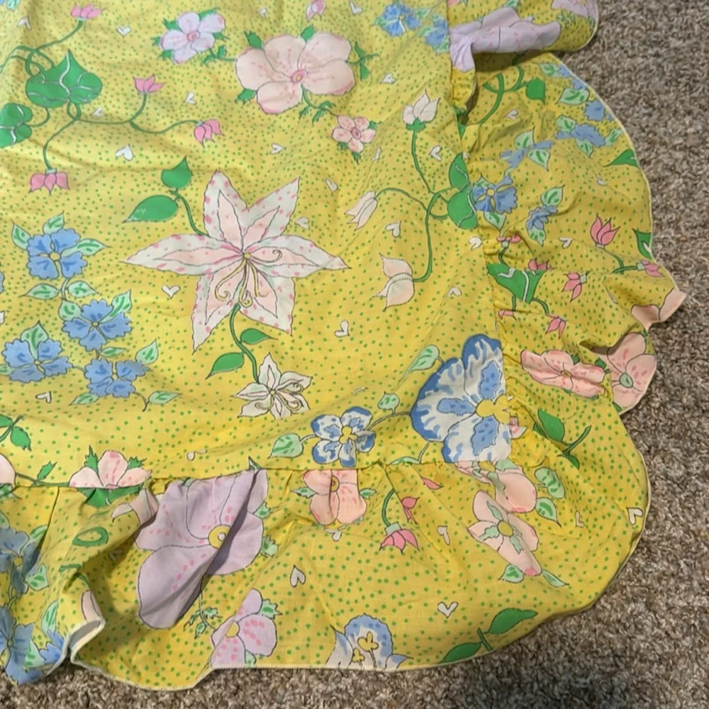 Vintage 70’s Yellow Floral Heart Polka Dot Twin Sheet Set Barbara Brody Martex - Picture 3 of 12